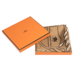 Hermes Brown Quadrige Au Fil Silk Square Scarf 