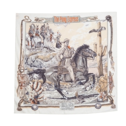 Pre Owned Hermes Blanc Vintage The Pony Express Print Silk Scarf