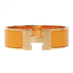 Pre Owned Hermes Clic Clac H Wide Gold-Plated Soleil Bracelet PM