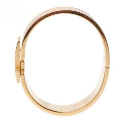 Pre Owned Hermes Clic Clac H Wide Gold-Plated Soleil Bracelet PM