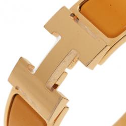 Pre Owned Hermes Clic Clac H Wide Gold-Plated Soleil Bracelet PM
