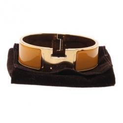 Pre Owned Hermes Clic Clac H Wide Gold-Plated Soleil Bracelet PM