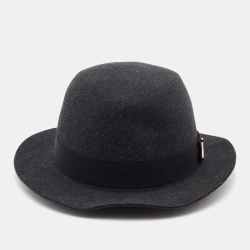Pre Owned Hermes Charcoal Grey Rabbit Felt Bucket Hat (58 cm)