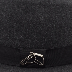 Pre Owned Hermes Charcoal Grey Rabbit Felt Bucket Hat (58 cm)