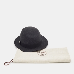 Pre Owned Hermes Charcoal Grey Rabbit Felt Bucket Hat (58 cm)