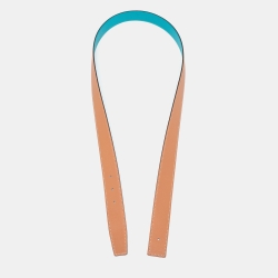 Hermes Gold/Bleu Paon Epsom and Swift Leather Reversible Belt Strap Size 95CM