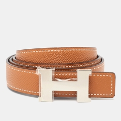Hermès Black/Gold Swift and Epsom Constance H Reversible Slim Belt 95CM