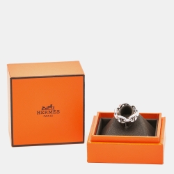 Pre Owned Hermès Chain D'Ancre Enchainee Sterling Silver Ring Size 52