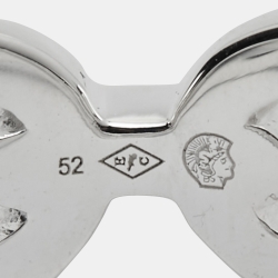 Pre Owned Hermès Chain D'Ancre Enchainee Sterling Silver Ring Size 52