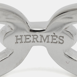 Pre Owned Hermès Chain D'Ancre Enchainee Sterling Silver Ring Size 52