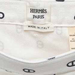 Hermes White Print Denim Chaine d'Ancre Mini Skirt S