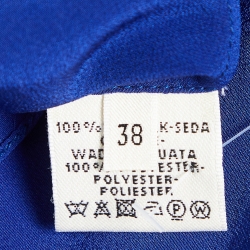 مملوكة مسبقًا Hermès Blue Silk Sleeveless Pleated Maxi Dress M