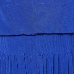مملوكة مسبقًا Hermès Blue Silk Sleeveless Pleated Maxi Dress M