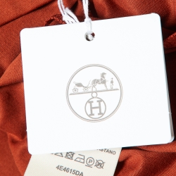 Pre Owned Hermes Rouge de Turin Cotton Embroidered Pocket T-Shirt M