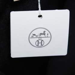 Pre Owned Hermes Black Cotton Logo Embroidered Pocket Detail T-Shirt M