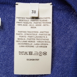Hermes Blue Printed Silk & Wool Belted Cardigan M