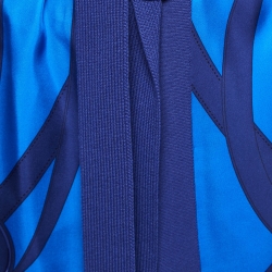 Hermes Blue Printed Silk & Wool Belted Cardigan M