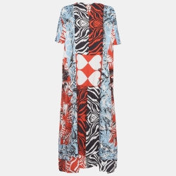 Pre Owned Hermès Multicolor Printed Silk Jungle Love Wild Kaftan Dress S