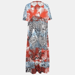 Pre Owned Hermès Multicolor Printed Silk Jungle Love Wild Kaftan Dress S