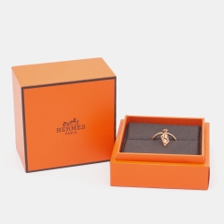 Hermes Gambade 18k Rose Gold Charm Ring Size 52