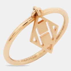 Hermes Gambade 18k Rose Gold Charm Ring Size 52