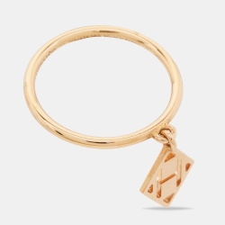 Hermes Gambade 18k Rose Gold Charm Ring Size 52