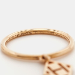 Hermes Gambade 18k Rose Gold Charm Ring Size 52