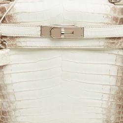 Hermès Blanc Crocodile Niloticus Himalaya Palladium Finish Kelly Retourne 28 Bag