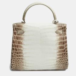 Hermès Blanc Crocodile Niloticus Himalaya Palladium Finish Kelly Retourne 28 Bag