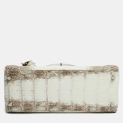 Hermès Blanc Crocodile Niloticus Himalaya Palladium Finish Kelly Retourne 28 Bag