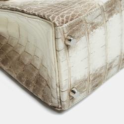 Hermès Blanc Crocodile Niloticus Himalaya Palladium Finish Kelly Retourne 28 Bag