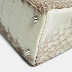 Hermès Blanc Crocodile Niloticus Himalaya Palladium Finish Kelly Retourne 28 Bag