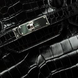 Hermes Black Porosus Crocodile Palladium Hardware Birkin 35 Bag