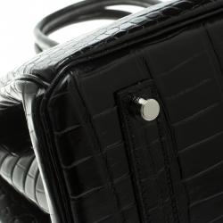 Hermes Black Porosus Crocodile Palladium Hardware Birkin 35 Bag
