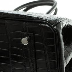 Hermes Black Porosus Crocodile Palladium Hardware Birkin 35 Bag