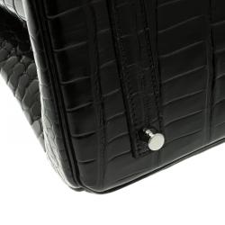 Hermes Black Porosus Crocodile Palladium Hardware Birkin 35 Bag