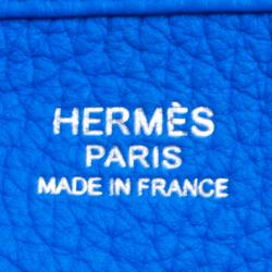 Pre Owned Hermes Bleu Hydra Clemence Leather Evelyne III PM Bag