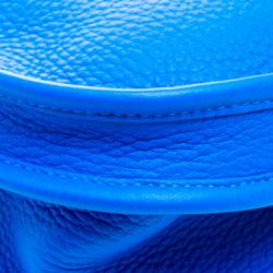 Pre Owned Hermes Bleu Hydra Clemence Leather Evelyne III PM Bag