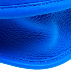 Pre Owned Hermes Bleu Hydra Clemence Leather Evelyne III PM Bag