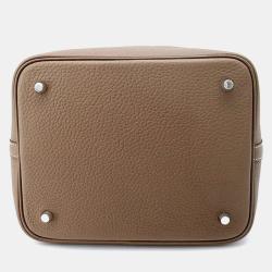 Pre Owned Hermes Etoupe Taurillon Clemence Leather Picotin Lock 22 Bag