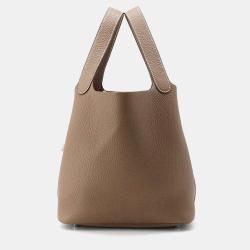 Pre Owned Hermes Etoupe Taurillon Clemence Leather Picotin Lock 22 Bag