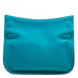 Pre Owned Hermes Turquoise Swift Leather Palladium Hardware Jypsiere 28 Bag