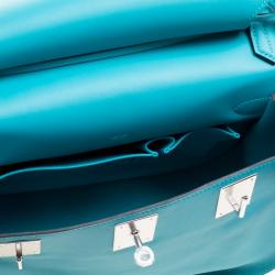 Pre Owned Hermes Turquoise Swift Leather Palladium Hardware Jypsiere 28 Bag