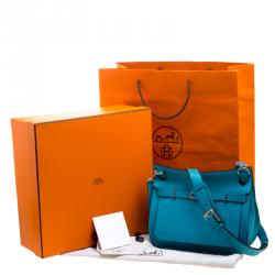 Pre Owned Hermes Turquoise Swift Leather Palladium Hardware Jypsiere 28 Bag