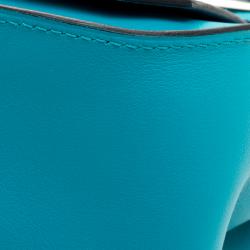 Pre Owned Hermes Turquoise Swift Leather Palladium Hardware Jypsiere 28 Bag