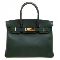 HERMES PHW Birkin 30 Handbag Veau Epsom Leather Vert Fizz Green