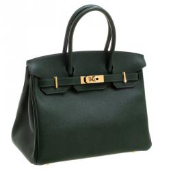 Hermes Dark Green Epsom Leather Gold Hardware Birkin 30 Bag