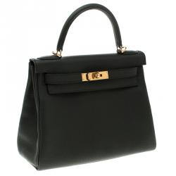 Pre Owned Hermes Black Togo Leather Gold Hardware Kelly Retourne 28 Bag