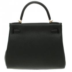 Pre Owned Hermes Black Togo Leather Gold Hardware Kelly Retourne 28 Bag