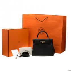 Pre Owned Hermes Black Togo Leather Gold Hardware Kelly Retourne 28 Bag